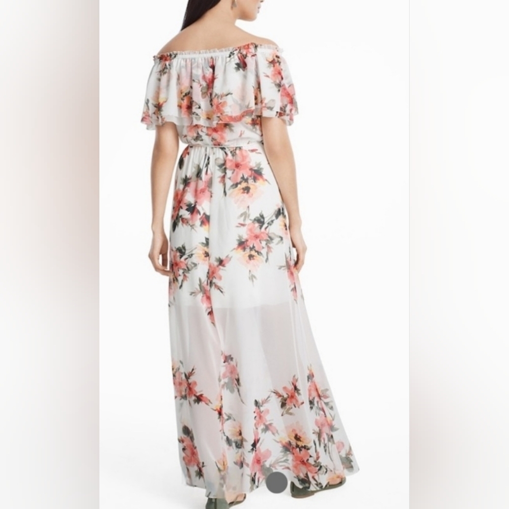M Long Floral White House Black Market Dress